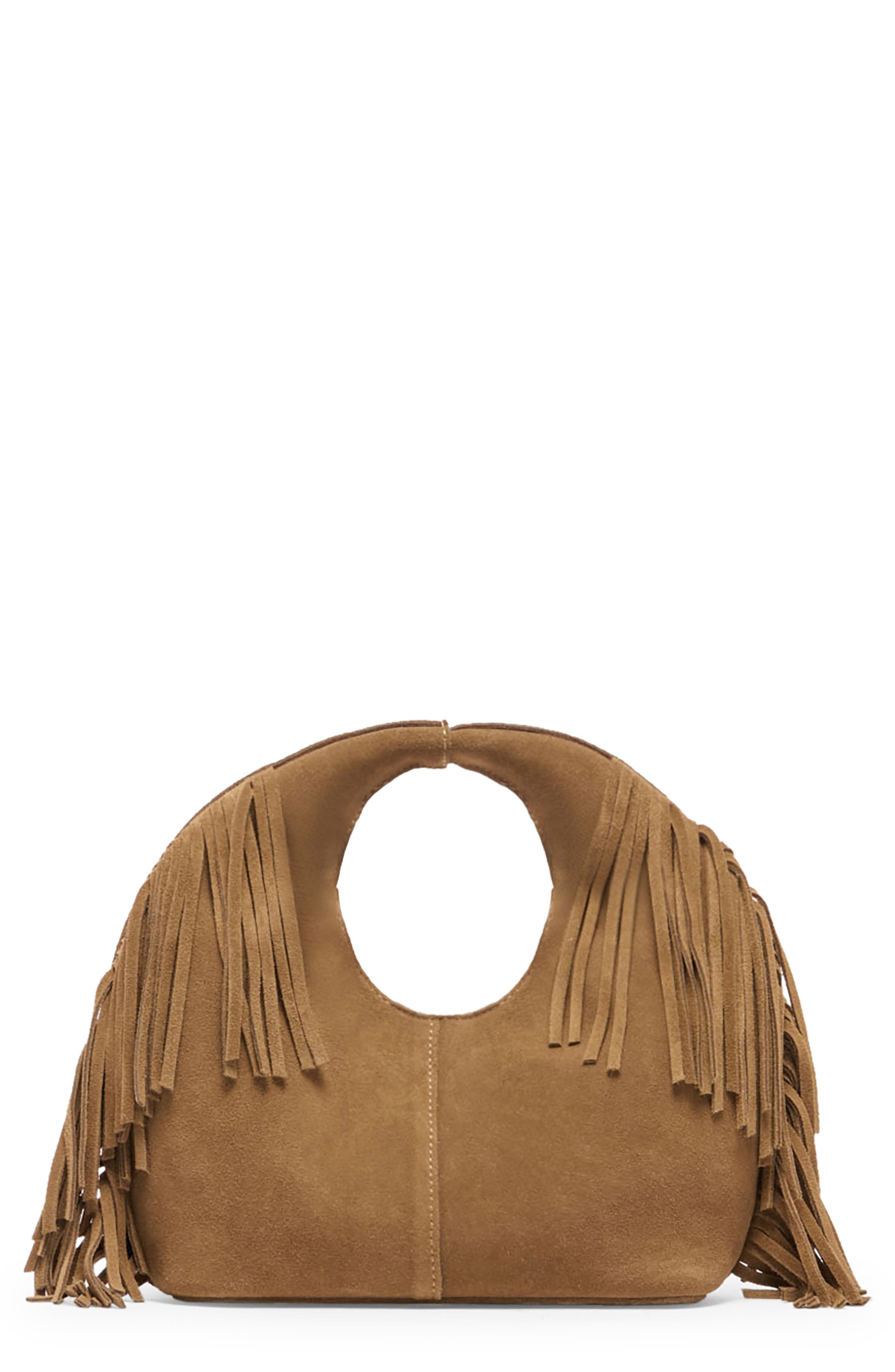 Delany Top Handle Bag, Main, color, CAMEL SUEDE