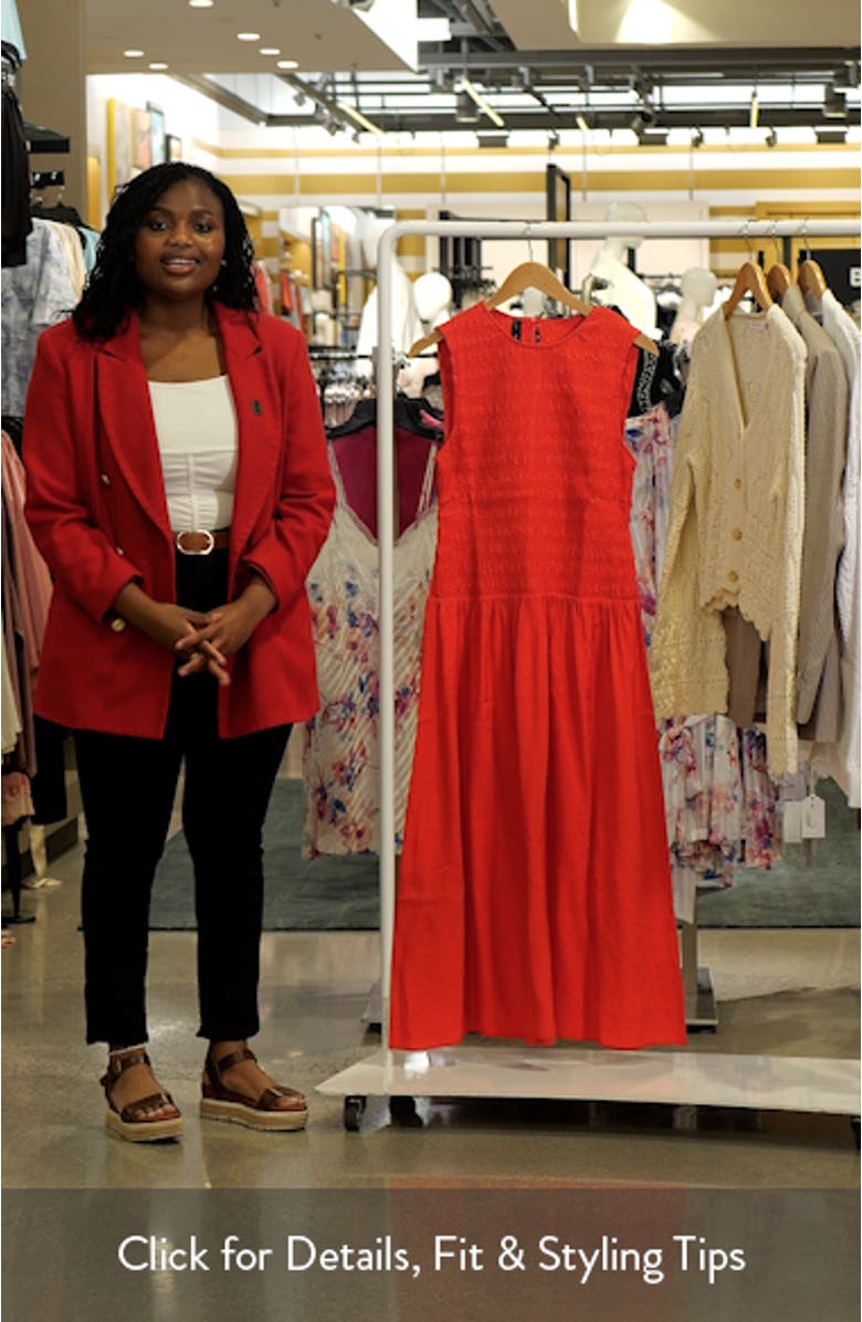 Maya Shirred Sleeveless Flare Midi Dress, sales video thumbnail