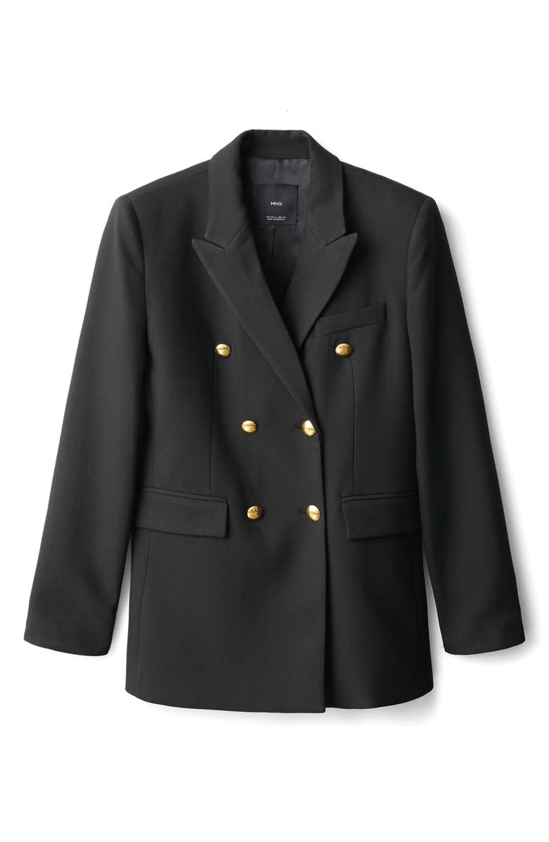 MANGO Farah Double Breasted Blazer, Alternate, color, Black