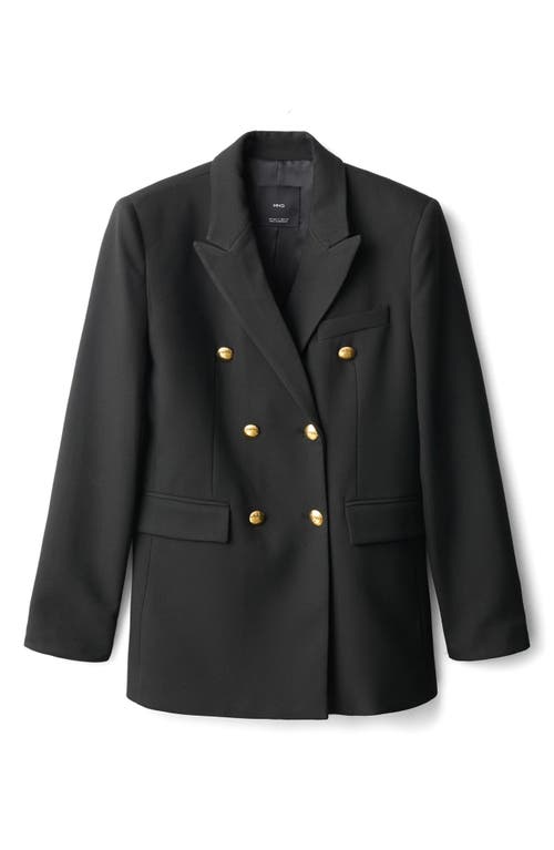 Mango Farah Double Breasted Blazer In Black