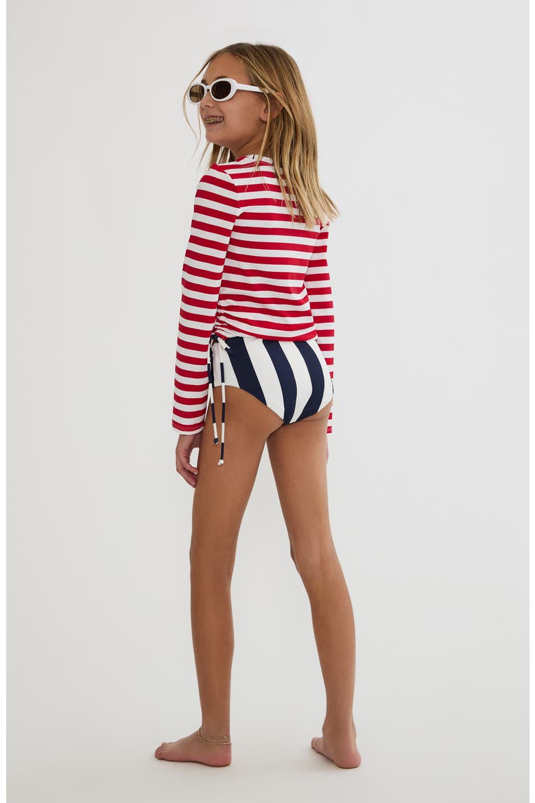 Kids' Little Addie & Janie Long Sleeve Two-Piece Rashguard Swimsuit, Alternate, color, STAR SPANGLED STRIPES