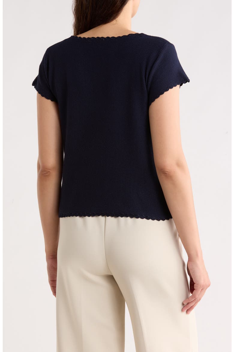 Boat Neck Cap Sleeve Seed Stitch Sweater, Alternate, color, NAVY