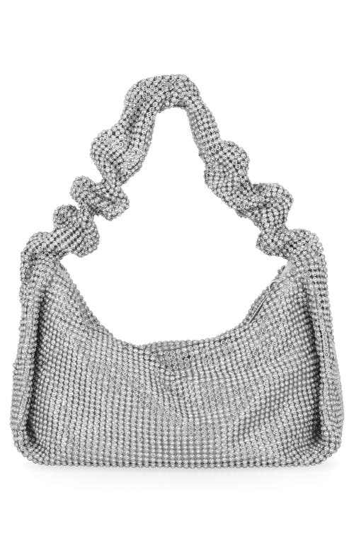 Jessica Mcclintock Tillie Rhinestone Mesh Shoulder Bag In Silver