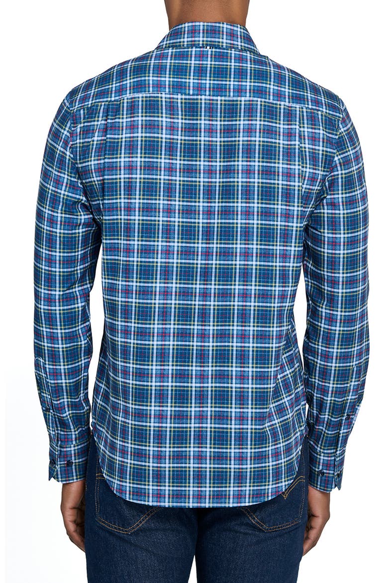 Checked Print Woven Long Sleeve Basic, Alternate, color, NAVY