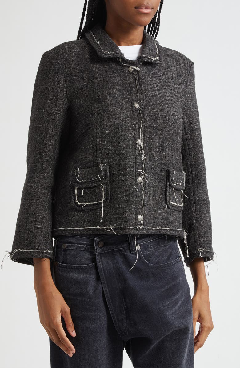 R13 Virgin Wool & Linen Boxy Jacket, Alternate, color, Dark Grey