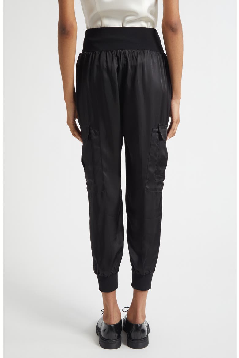 Giles Cupro Crop Cargo Joggers, Alternate, color, BLK