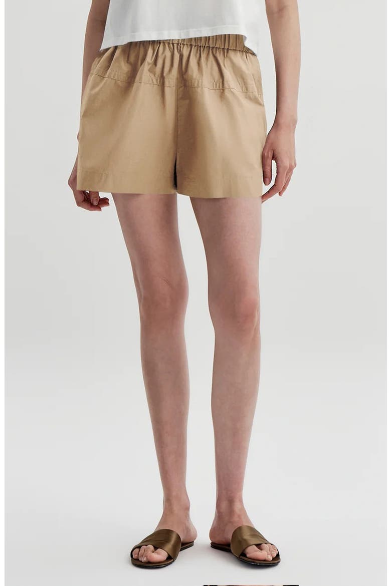 Nate Paperbag Waist Cotton Shorts, Main, color, DESERT BEIGE