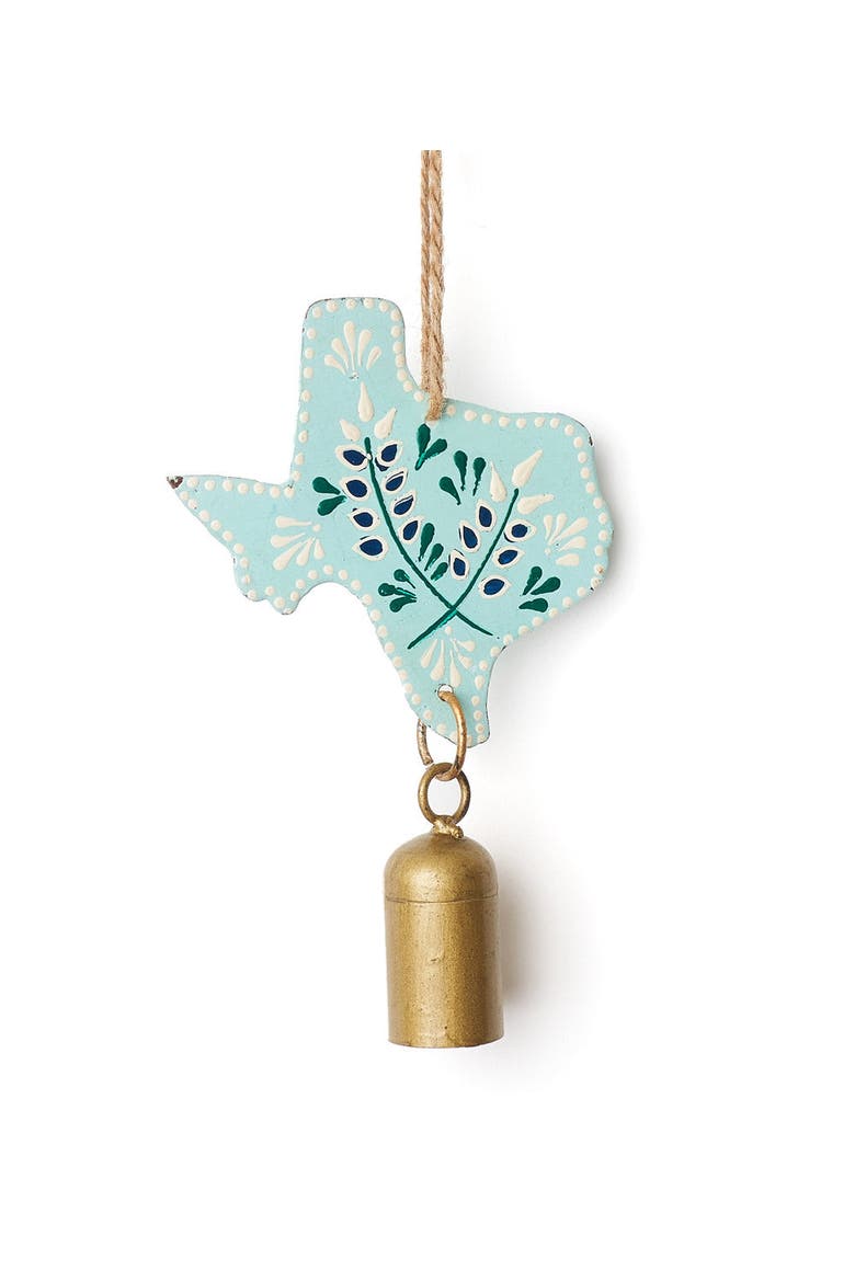 Texas Bluebonnet Wind Chime - Hand-painted State Flower, Main, color, Brown