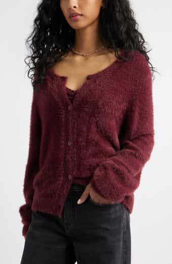 Fuzzy Scoop Neck Cardigan