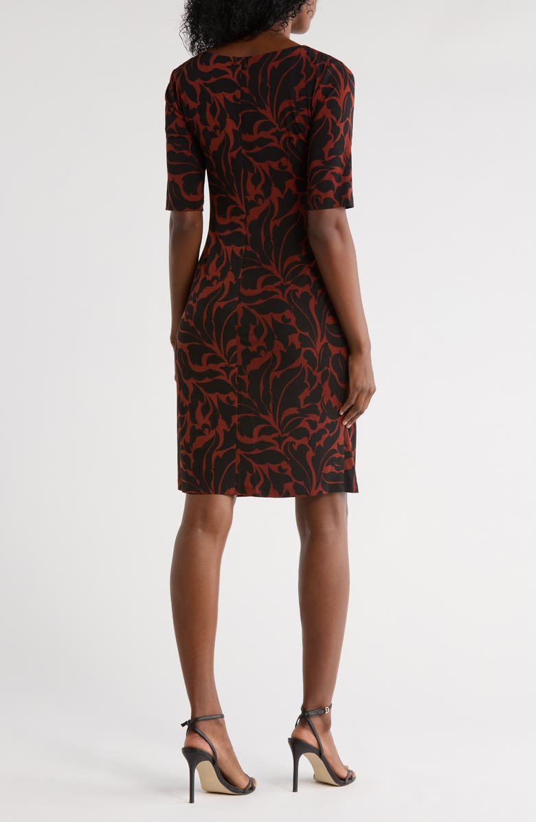 Connected Apparel Ruched Waist Knit Dress, Alternate, color, Brick