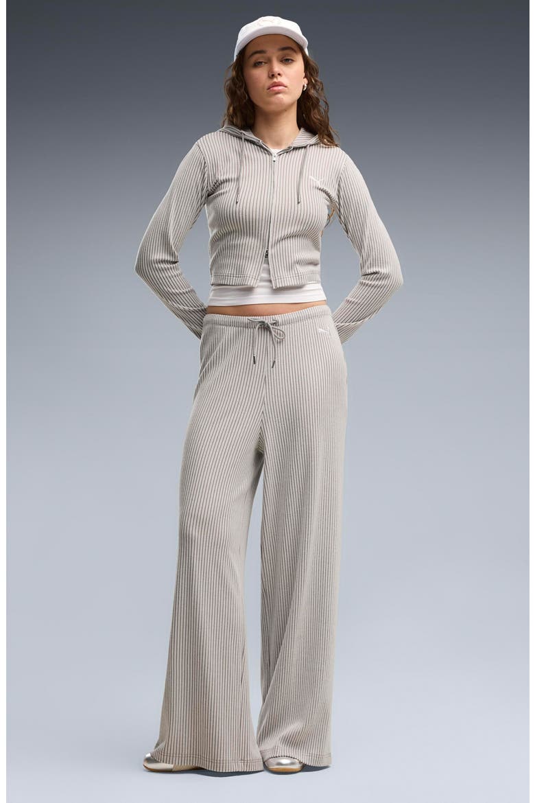 Ribbed Wide Leg Pants, Alternate, color, MOUSE GRAY HEATHER