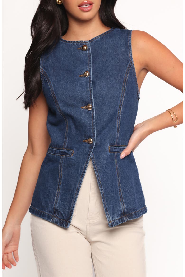 Nessa Denim Vest, Main, color, BLUE