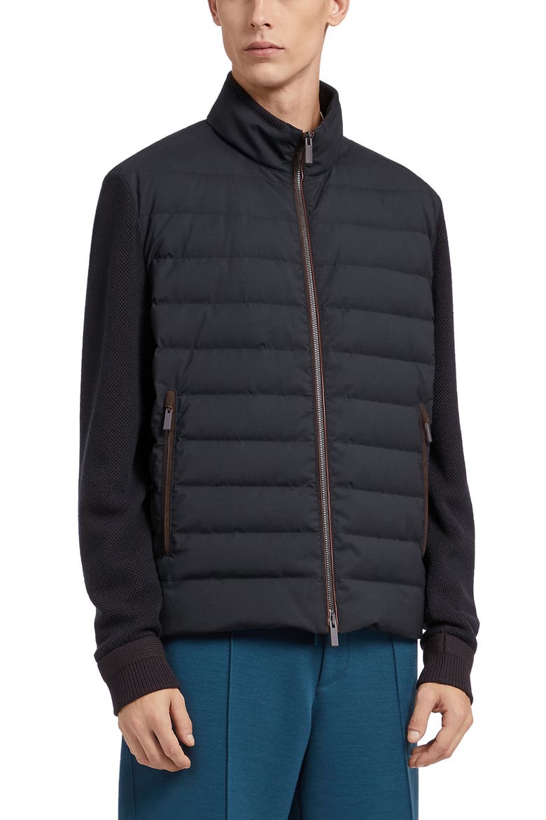Trofeo™ Elements Wool & Cotton Hybrid Down Jacket, Main, color, NAVY