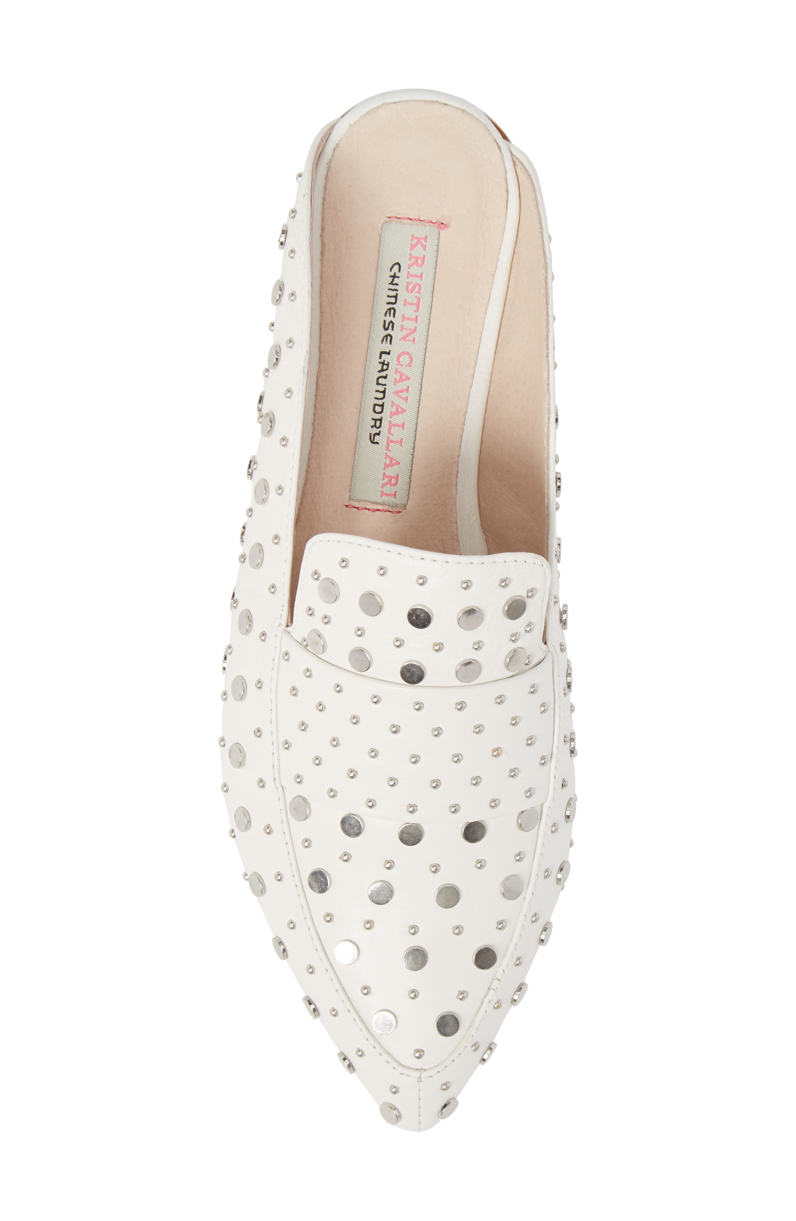 Charlie Studded Loafer Mule, Alternate, color, WHITE LEATHER