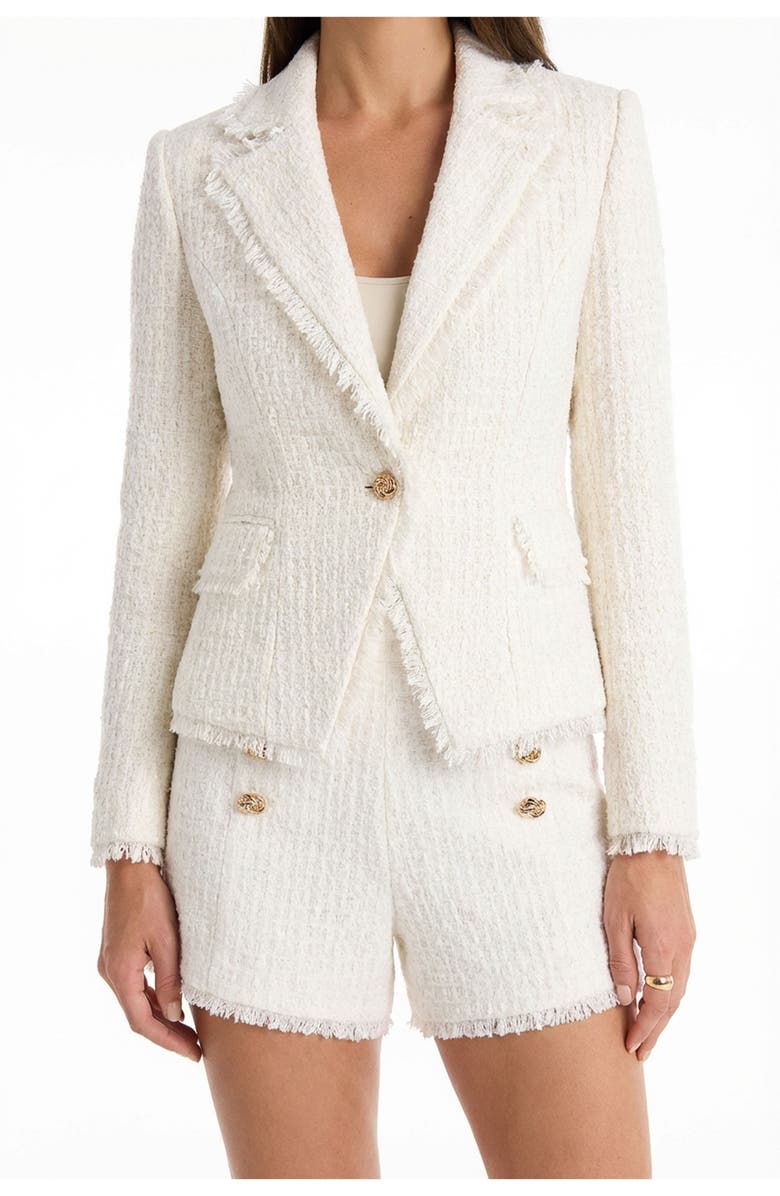 The Noli Shop Giselle Single Breasted Tweed Blazer, Alternate, color, White