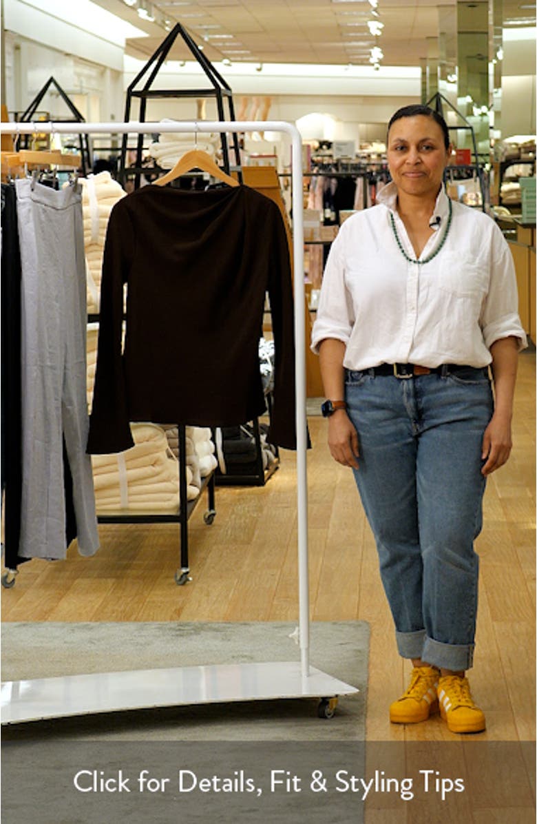 Long Sleeve Drape Bateau Neck Top, sales video thumbnail