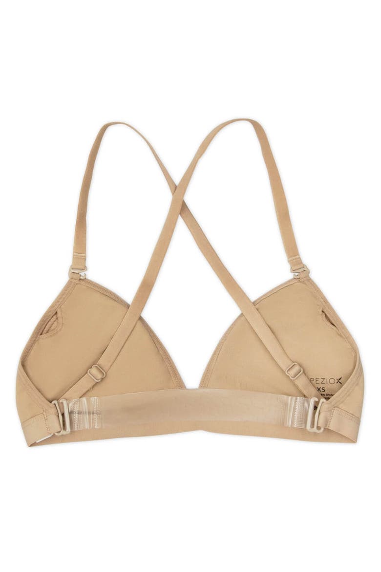 Deep Neck Clear Back Bra, Alternate, color, dark beige