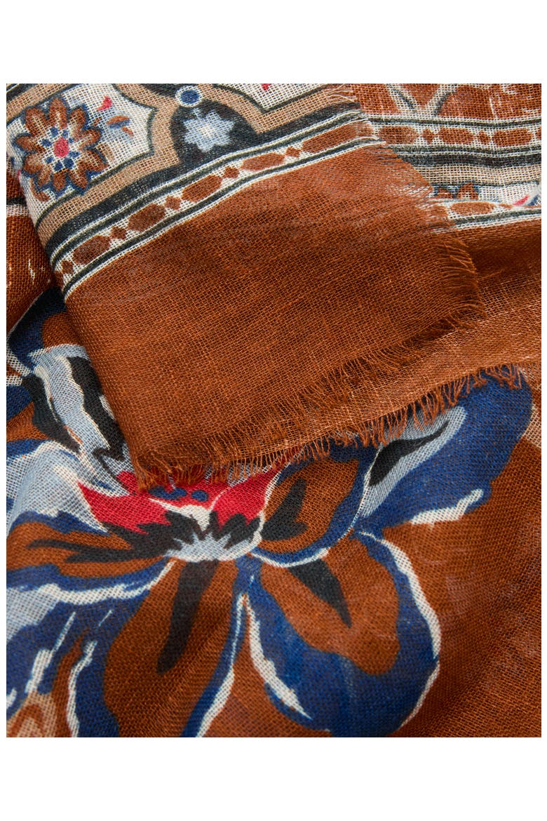 Floral Print Scarf, Alternate, color, BURNT ORANGE