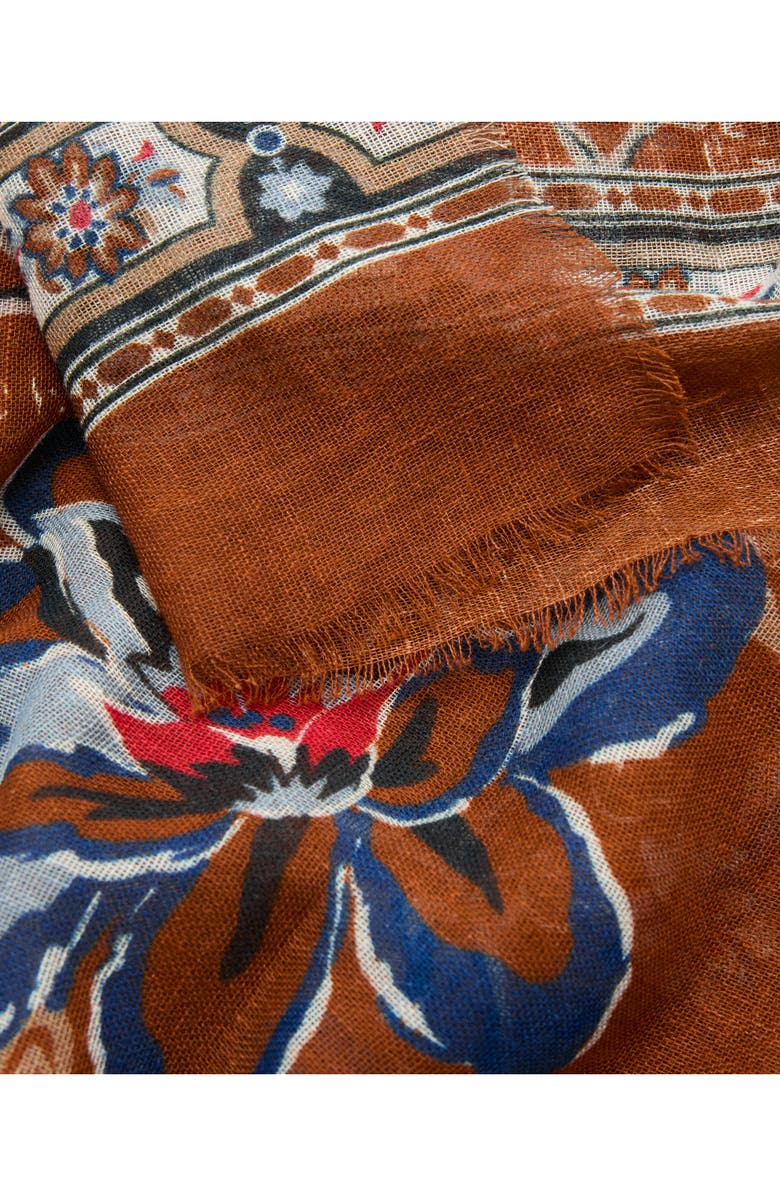 MANGO Floral Print Scarf, Alternate, color, Burnt Orange