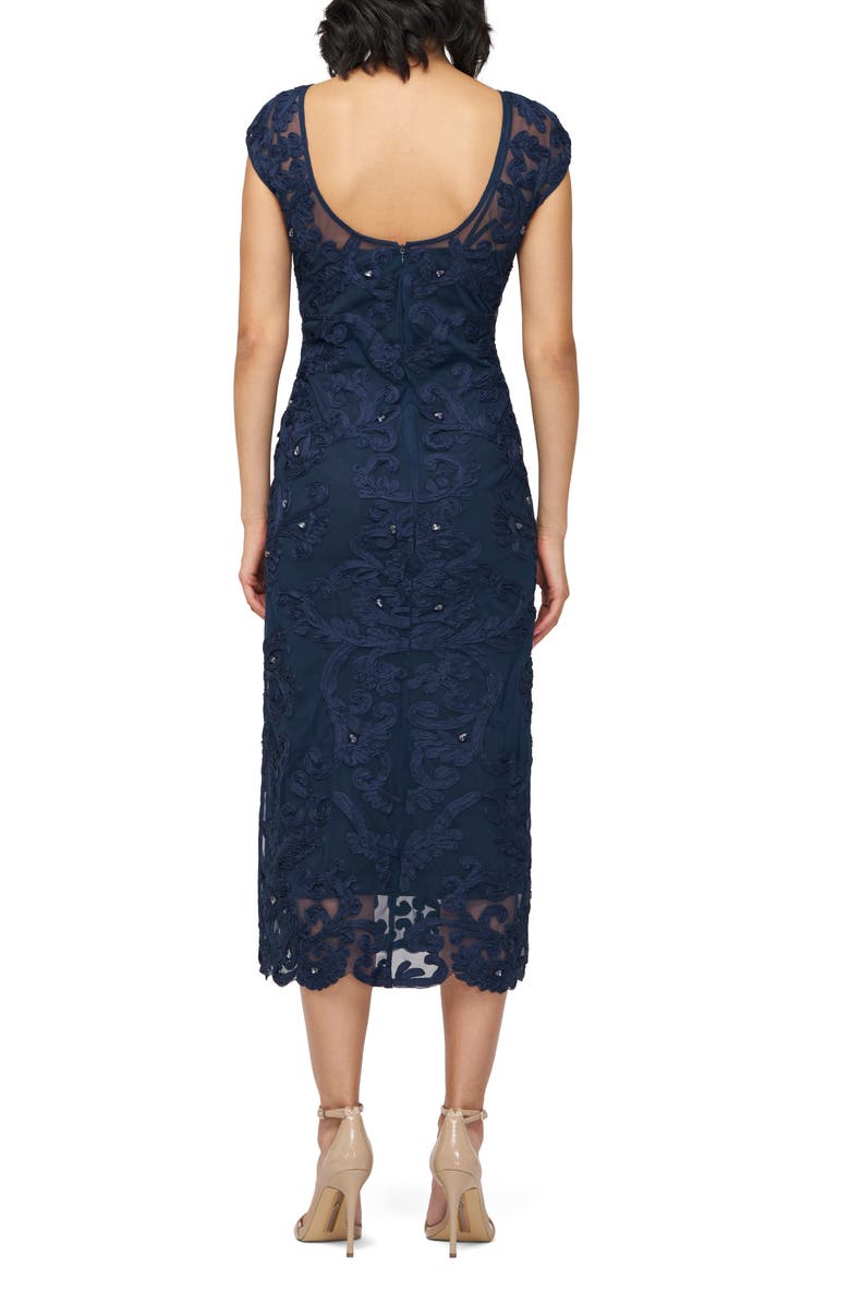 JS Collections Avril Soutache Cocktail Dress, Alternate, color, Navy