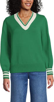 Lands' End Drifter Set in Sleeve Vneck Sweater