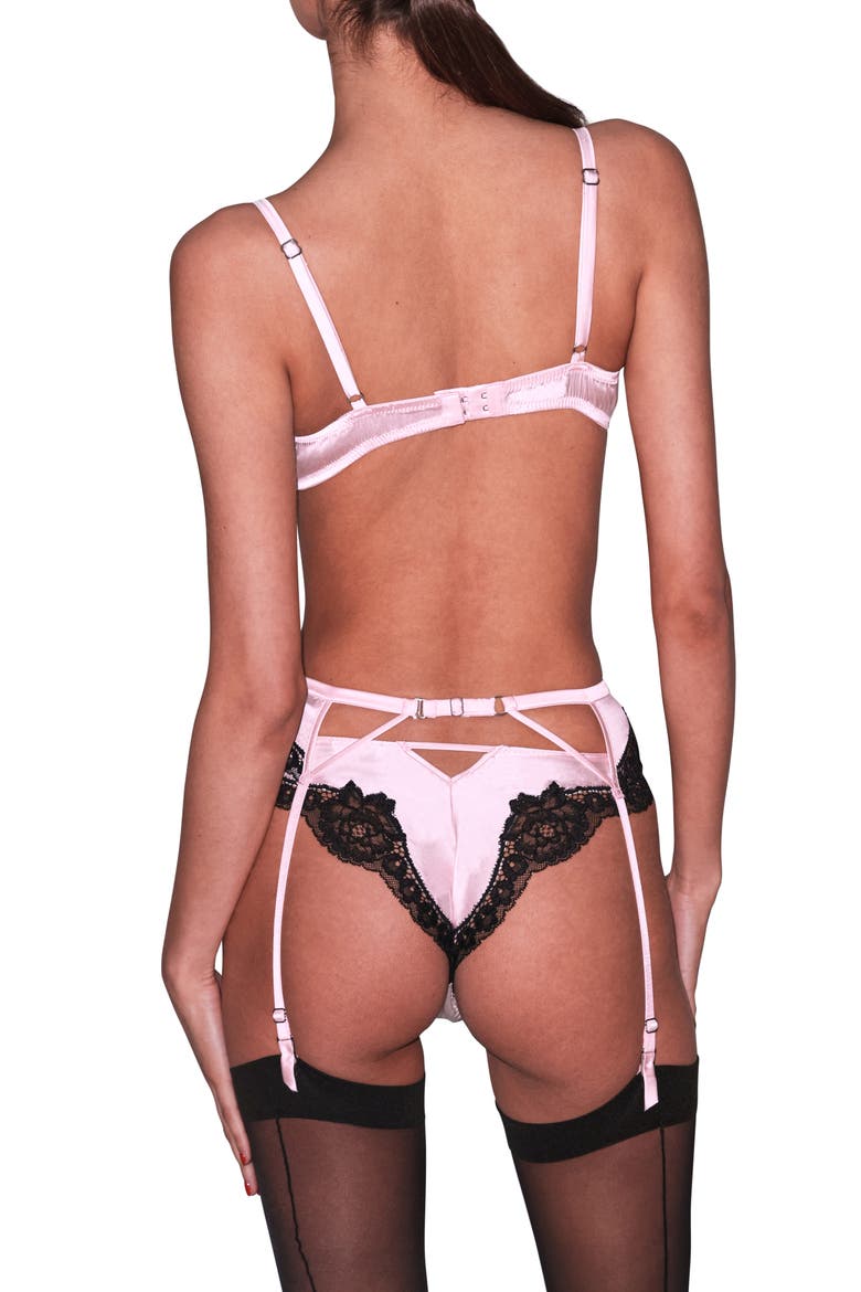 Eve Underwire Lace Trim Stretch Silk Blend Balconette Bra, Alternate, color, BABY ROSE