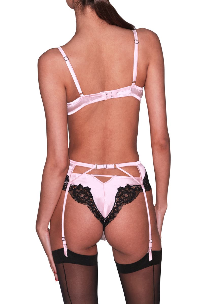 Fleur Du Mal Eve Underwire Lace Trim Stretch Silk Blend Balconette Bra, Alternate, color, Baby Rose