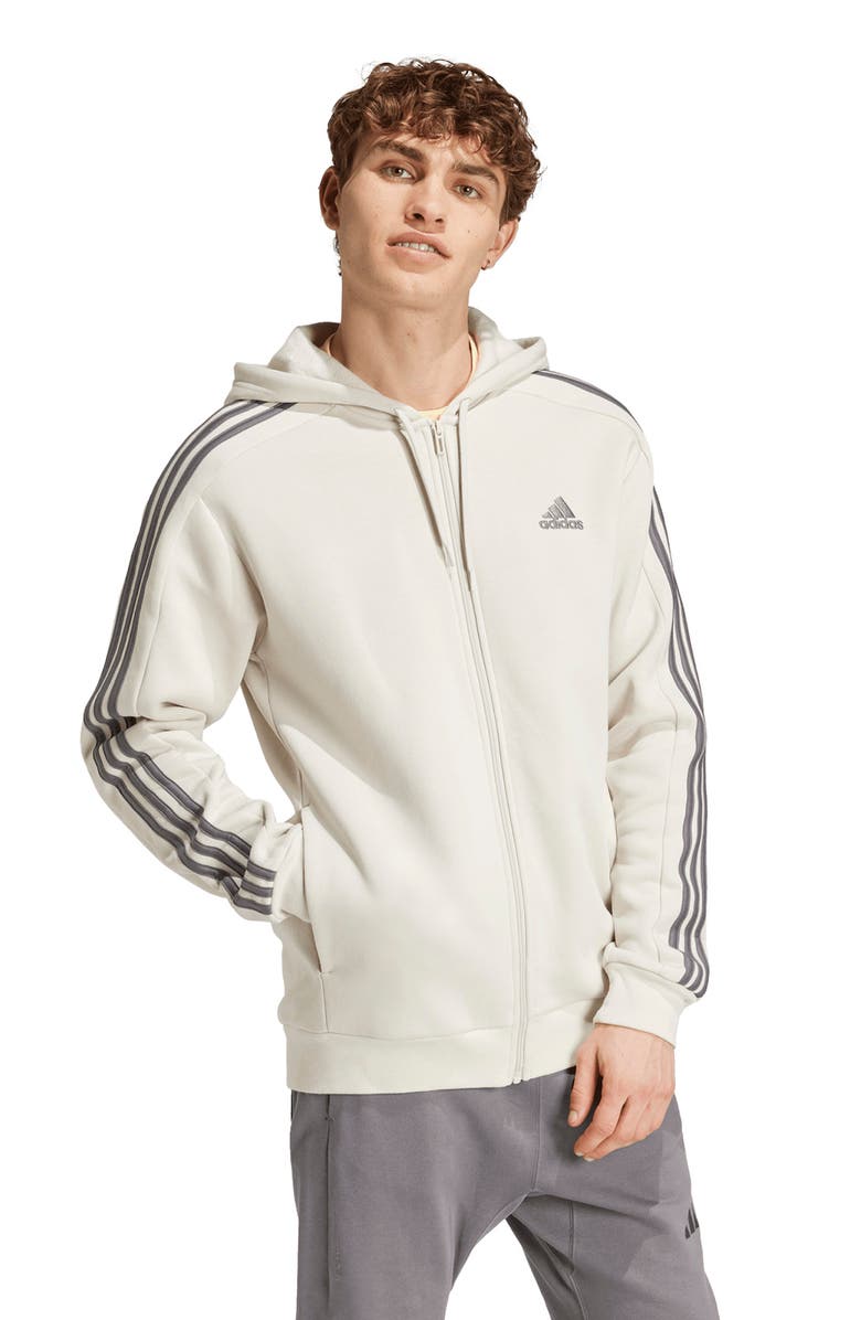 adidas Essentials 3-Stripes Full Zip Hoodie, Alternate, color, 