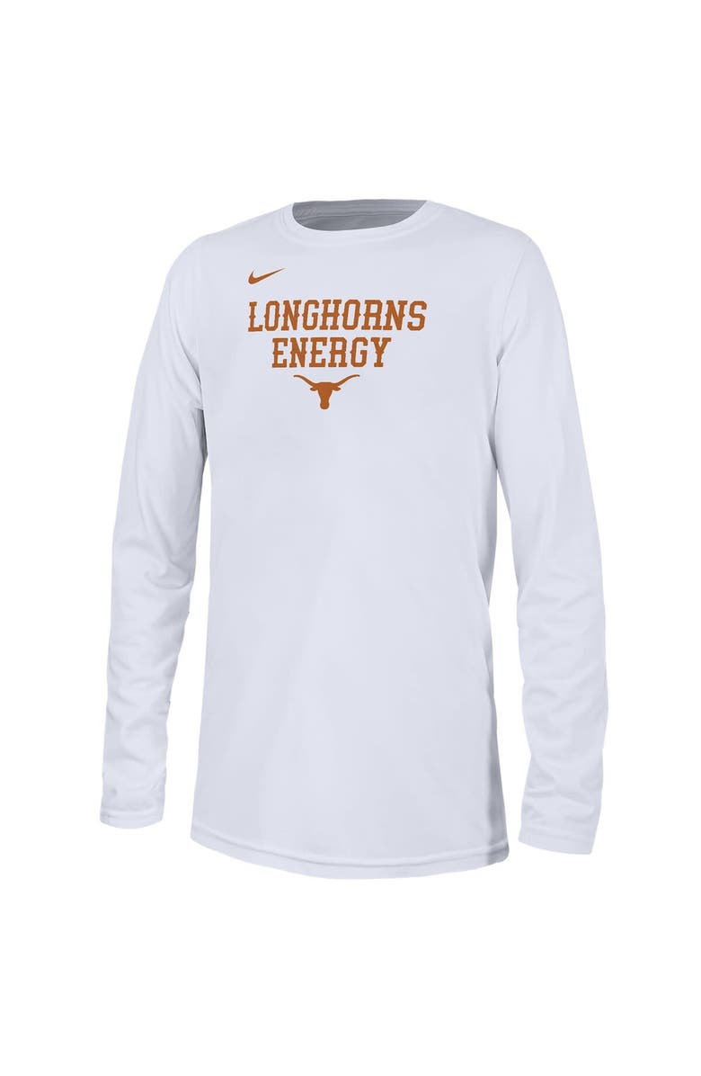 Nike Youth Nike  White Texas Longhorns 2024 On-Court Bench Energy T-Shirt, Alternate, color, 