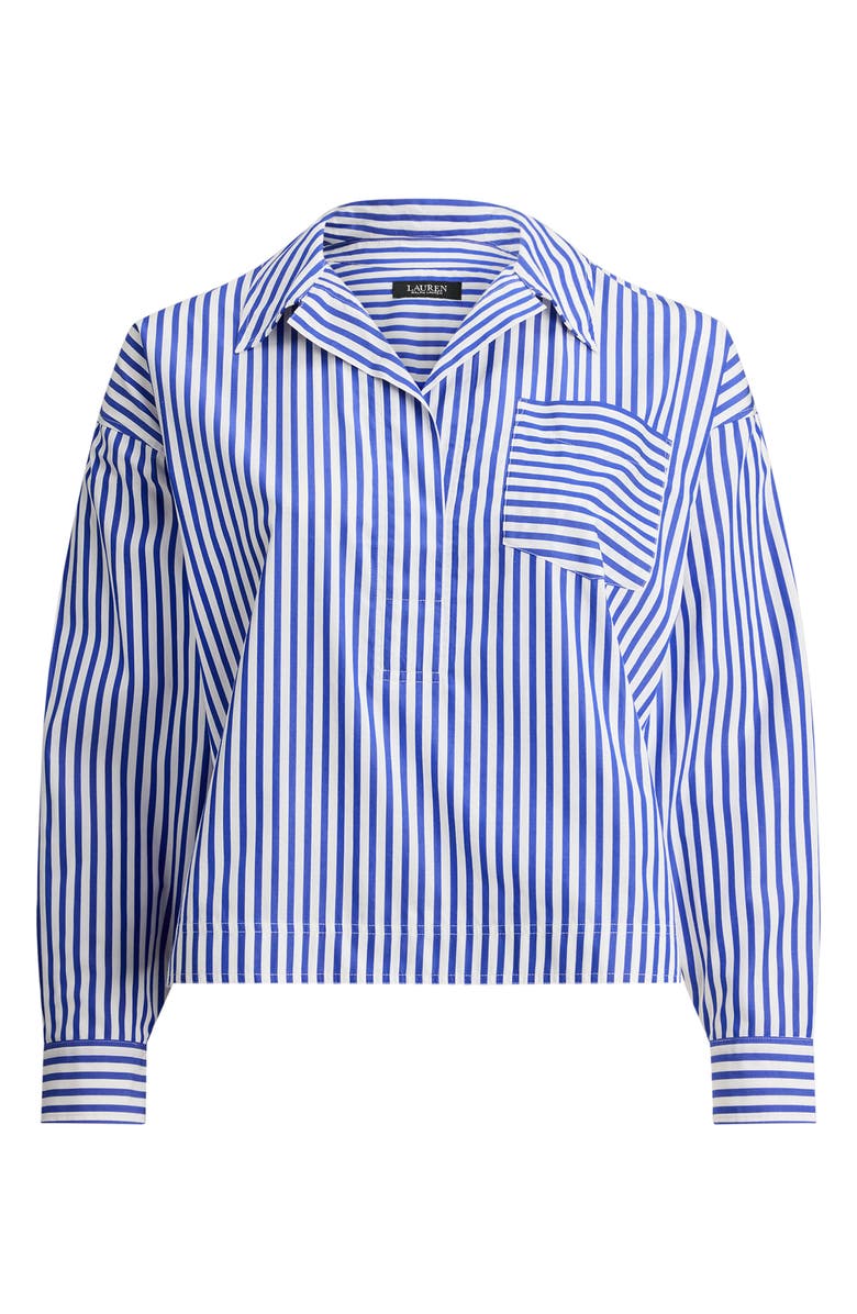 Lauren Ralph Lauren Stachee Stripe Cotton Shirt, Alternate, color, Blue/ White Multi