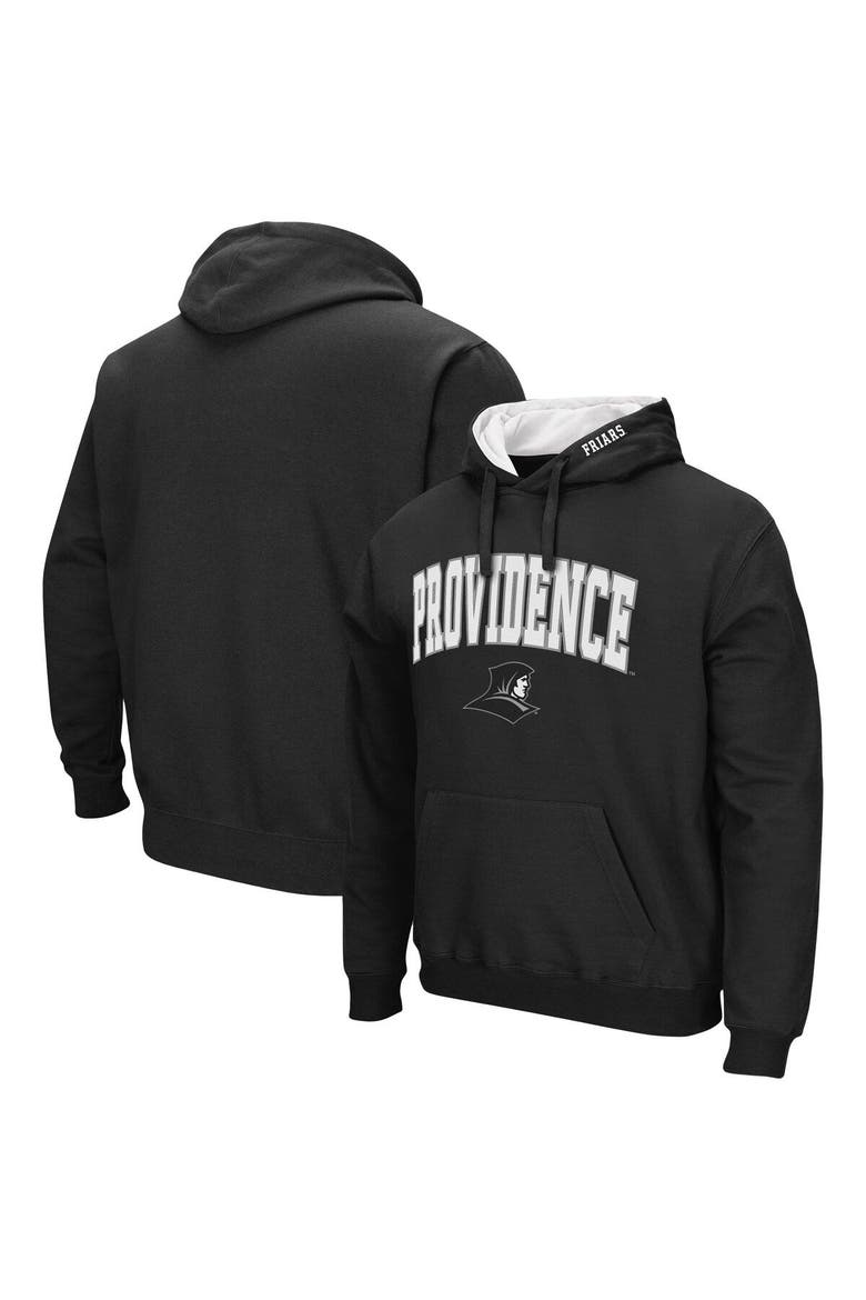 Men's Colosseum Black Providence Friars Arch and Logo Pullover Hoodie, Main, color, Black