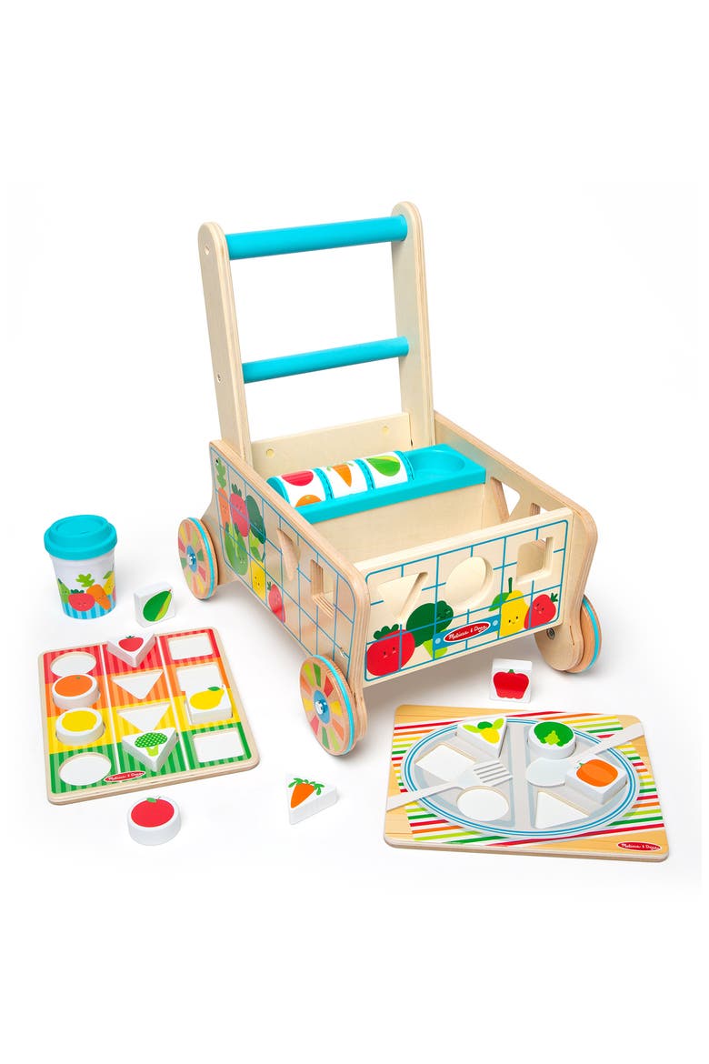 Wooden Shape Sorting Grocery Cart Toy, Main, color, MULTI