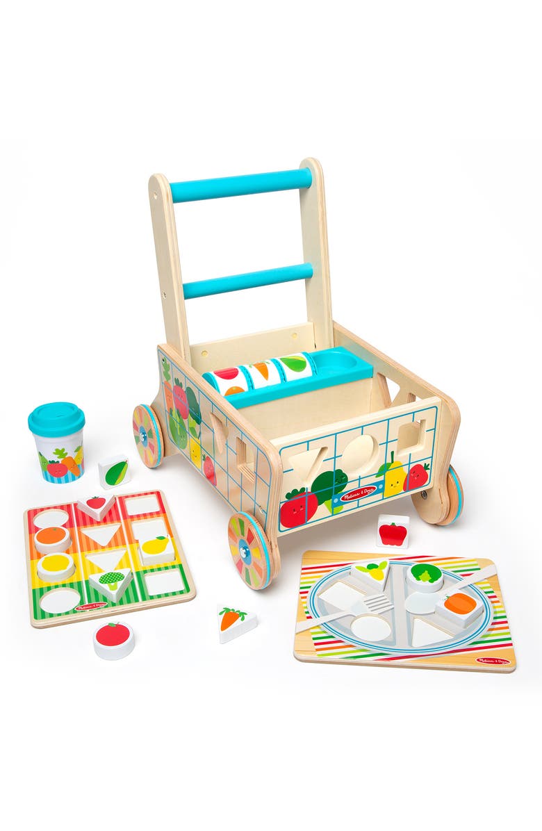 Melissa & Doug Wooden Shape Sorting Grocery Cart Toy, Main, color,