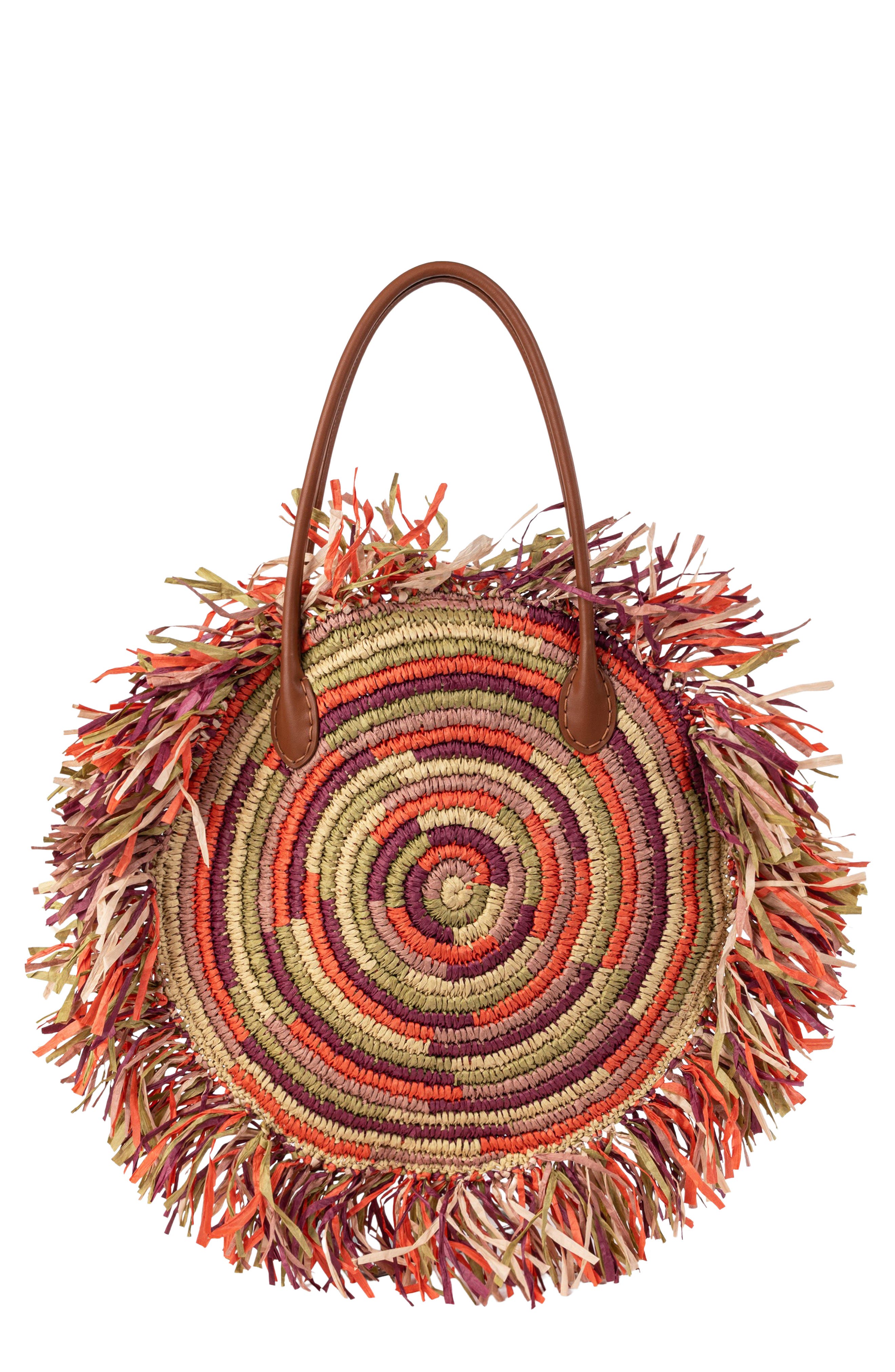 Sam Edelman Lily Fringe Circular Tote, Main, color, Rust