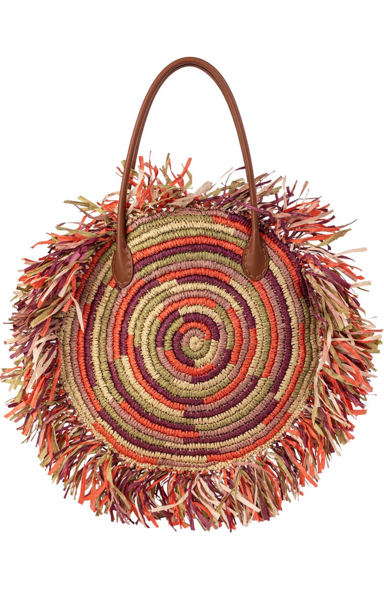 Sam Edelman Lily Fringe Circular Tote, Main, color, Rust