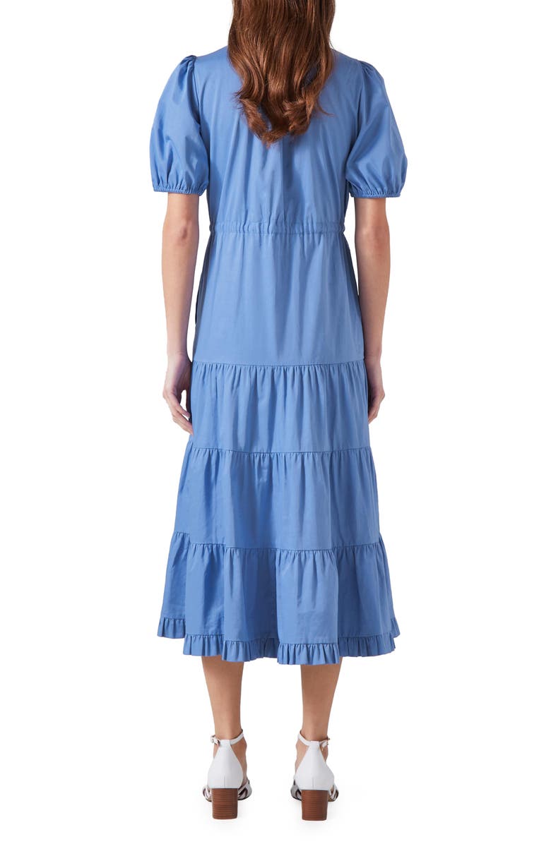 LK Bennett Hedy Tiered Cotton Midi Dress, Alternate, color, Light Blue