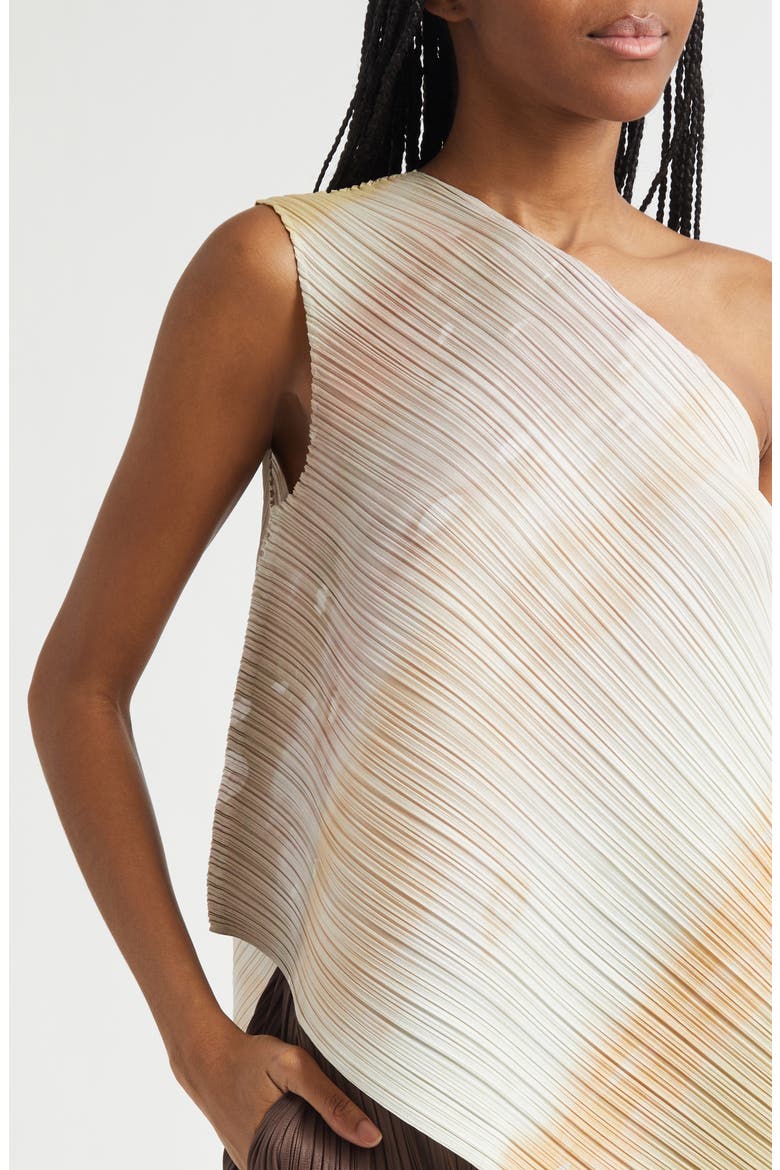 Sea Bubble Pleated One-Shoulder Top, Alternate, color, GREIGE