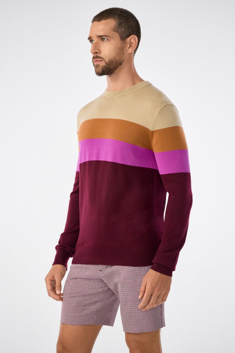 Romero Crewneck Sweater 100% Merino Wool Elderberry Slim Fit, Alternate, color, Elderberry Multi