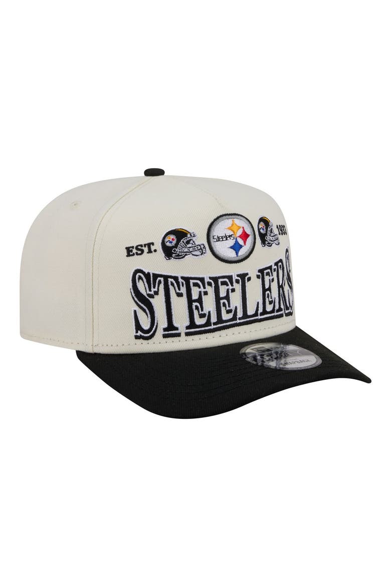 Men's New Era  Cream/Black Pittsburgh Steelers A-Frame 9FIFTY Snapback Hat, Main, color, Cream