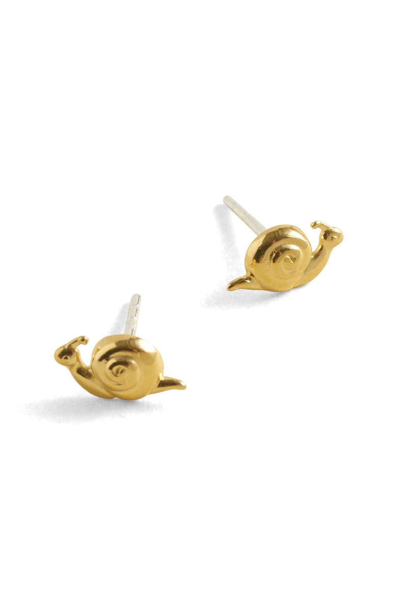 Demi-Fine Snail Stud Earrings, Main, color, 14K GOLD