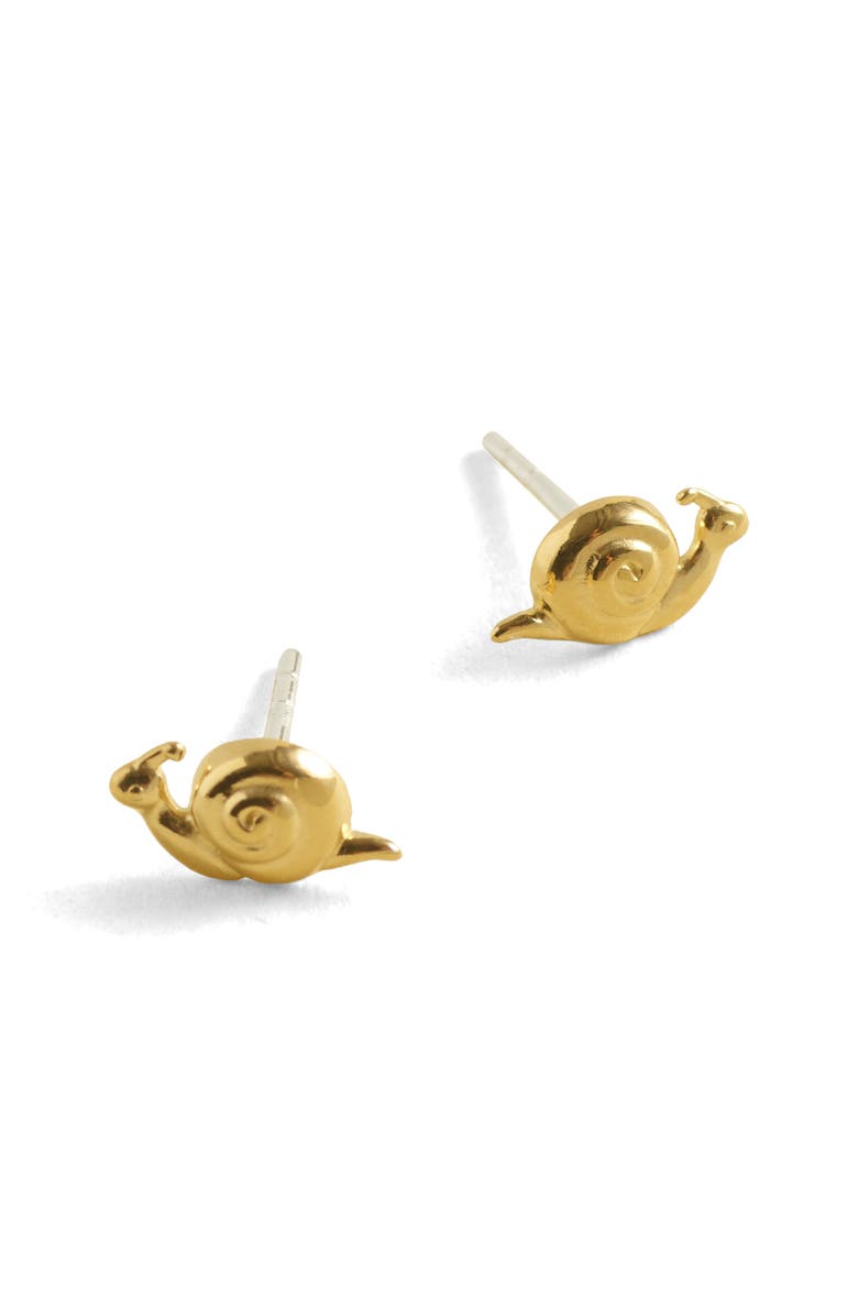Madewell Demi-Fine Snail Stud Earrings, Main, color, 14K Gold