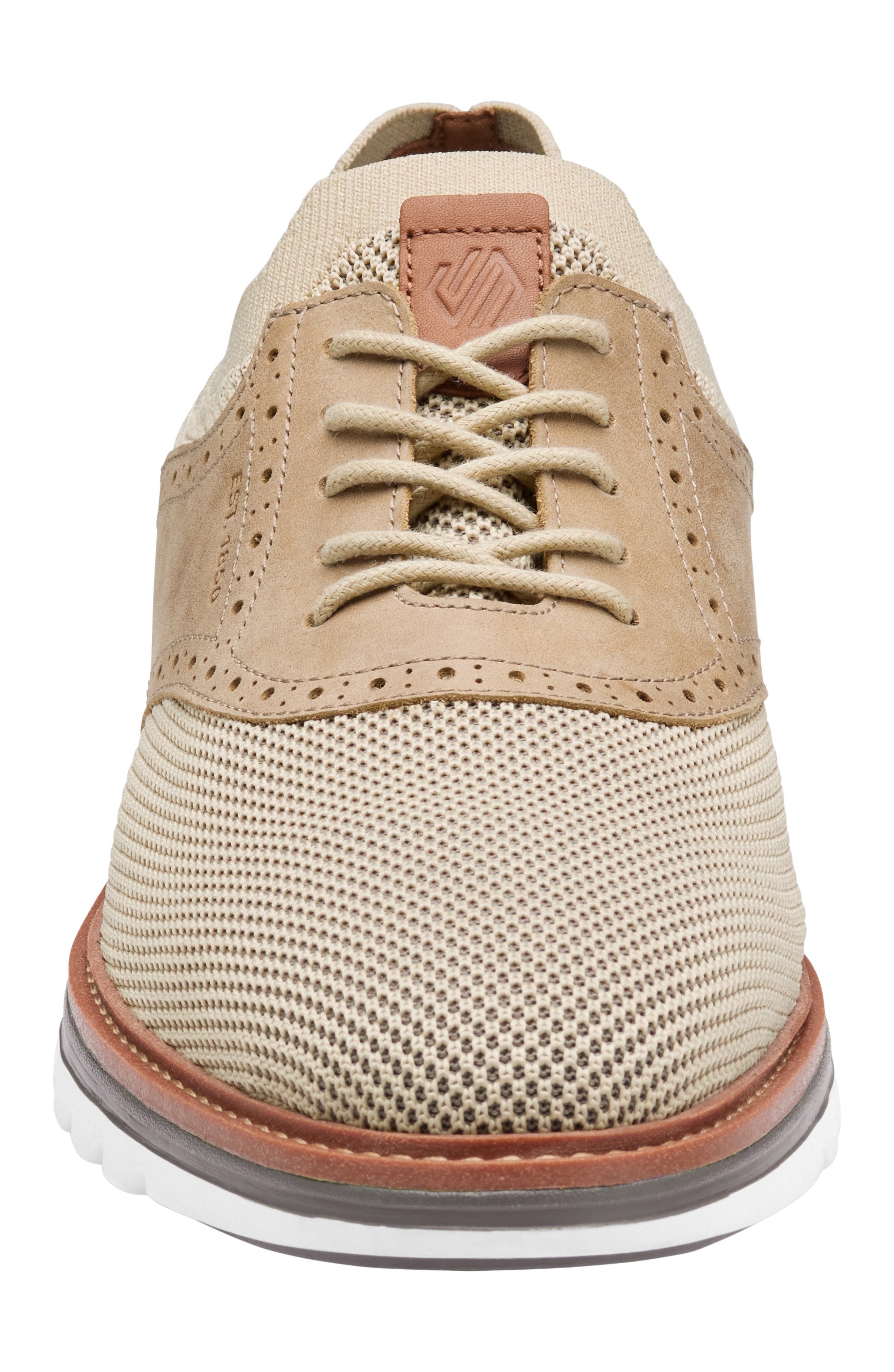 Johnston & Murphy Braxton Knit Saddle Shoe, Alternate, color, Beige Knit/ Nubuck