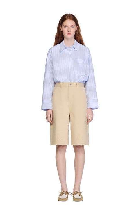 Cotton Bermudas with cutout flowers