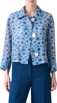 Akris punto Stripe Dot Organza Crop Jacket