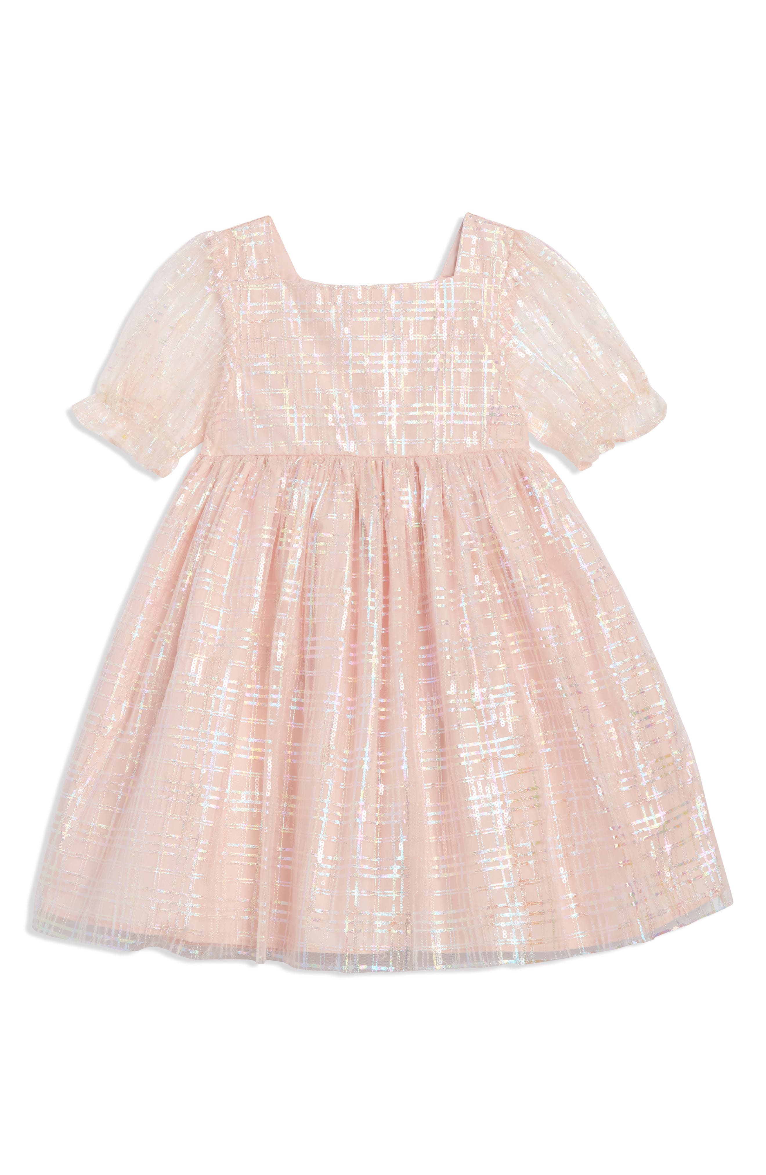 Pippa & Julie Kids' Elisa Metallic Plaid Puff Sleeve Party Dress