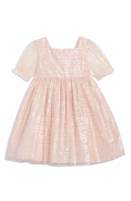 Pippa & Julie Kids' Elisa Metallic Plaid Puff Sleeve Party Dress