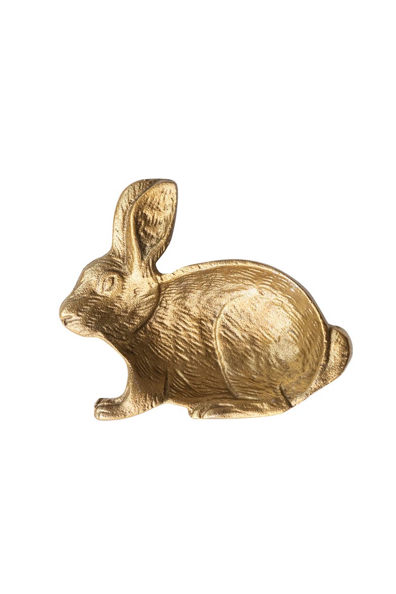 Cast Aluminum Rabbit Shaped Dish, Main, color, Gold