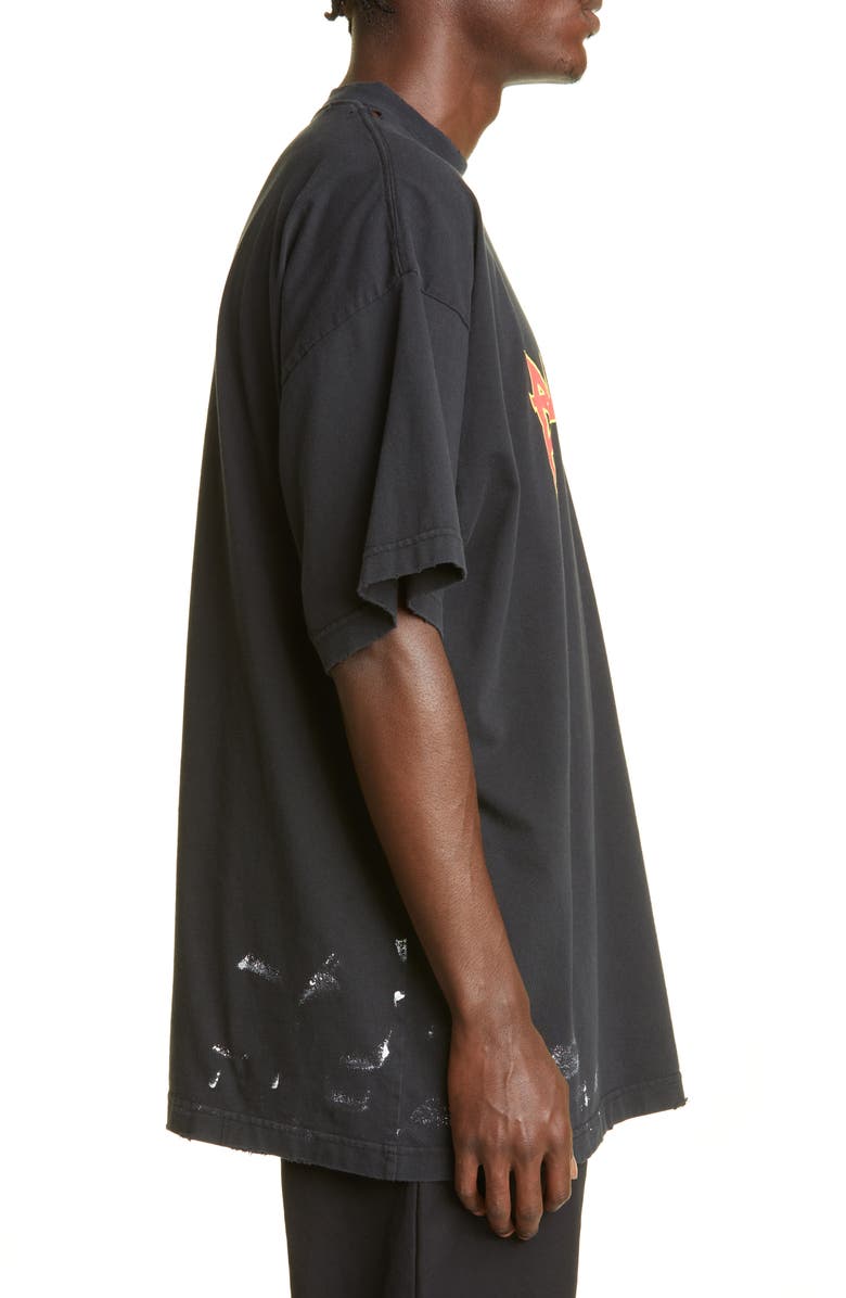 Balenciaga Men's Oversize Metal Logo Graphic Tee, Alternate, color, 