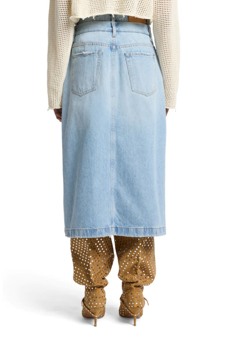 Double Waistband Denim Maxi Skirt, Alternate, color, BLEACH