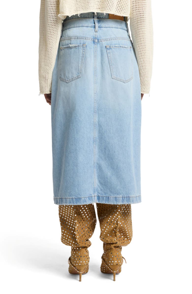 Seven Double Waistband Denim Maxi Skirt, Alternate, color, Bleach